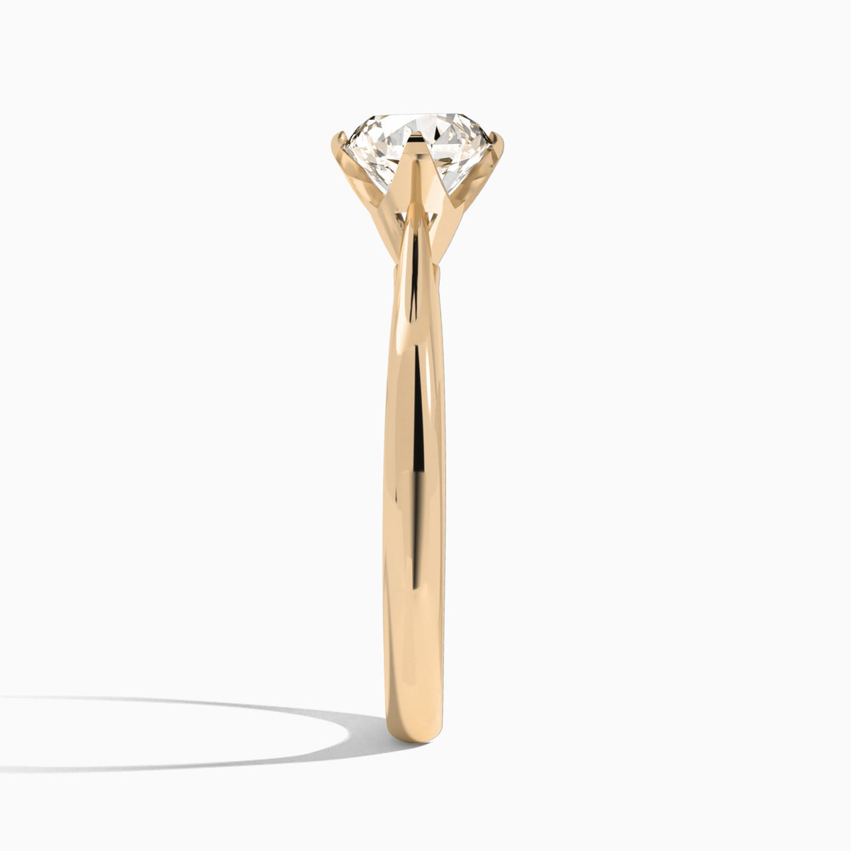 Round Petal Four-Prong Lab Diamond Engagement Ring In 14K Rose Gold, Side View