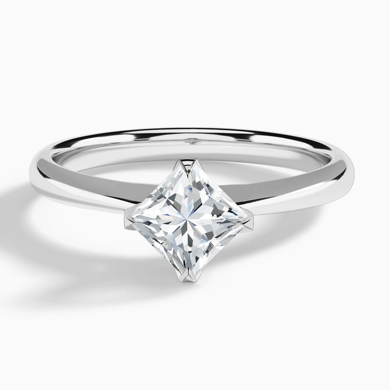 Princess Petal Four-Prong Lab Diamond Engagement Ring In 14K White Gold - Lucenjuri