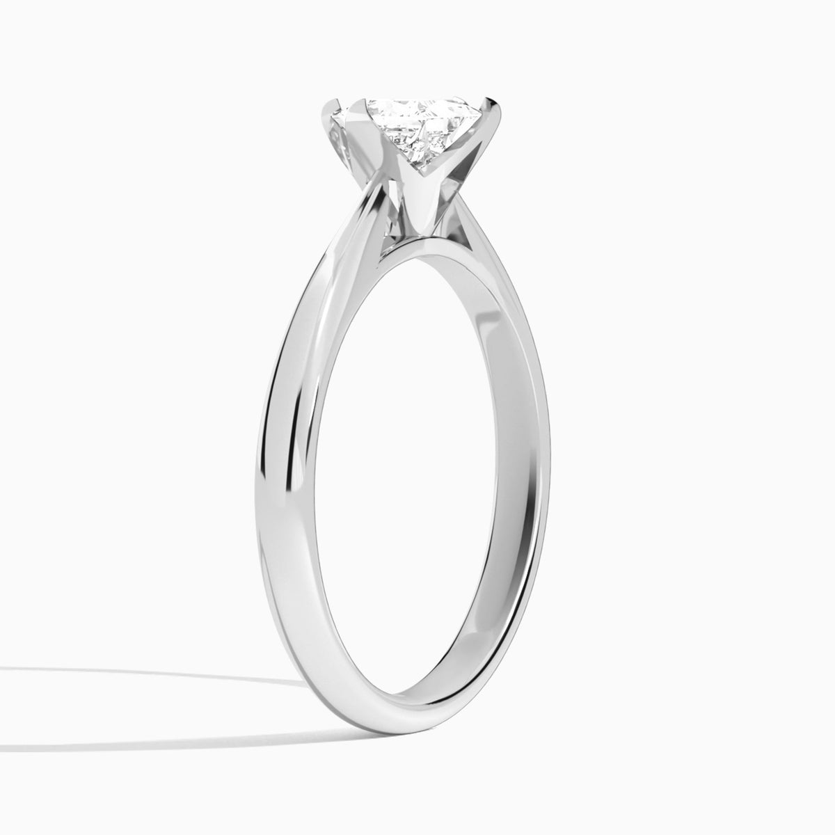 Princess Petal Four-Prong Lab Diamond Engagement Ring In 18K White Gold, Angle View