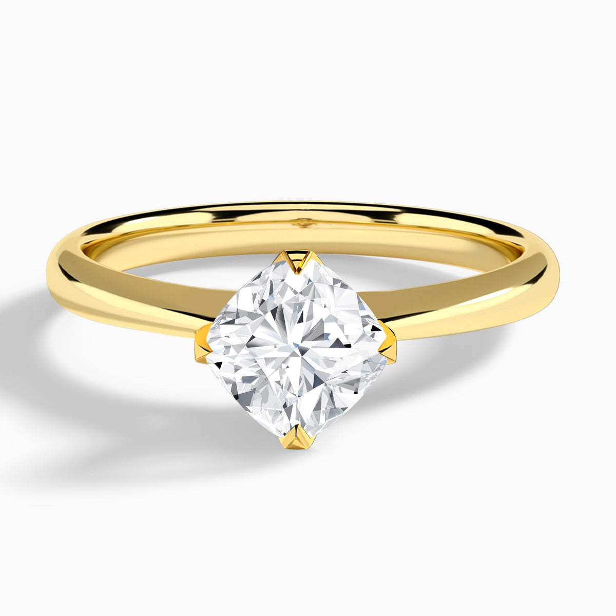 Cushion Petal Four-Prong Lab Diamond Engagement Ring In 14K Yellow Gold - Lucenjuri