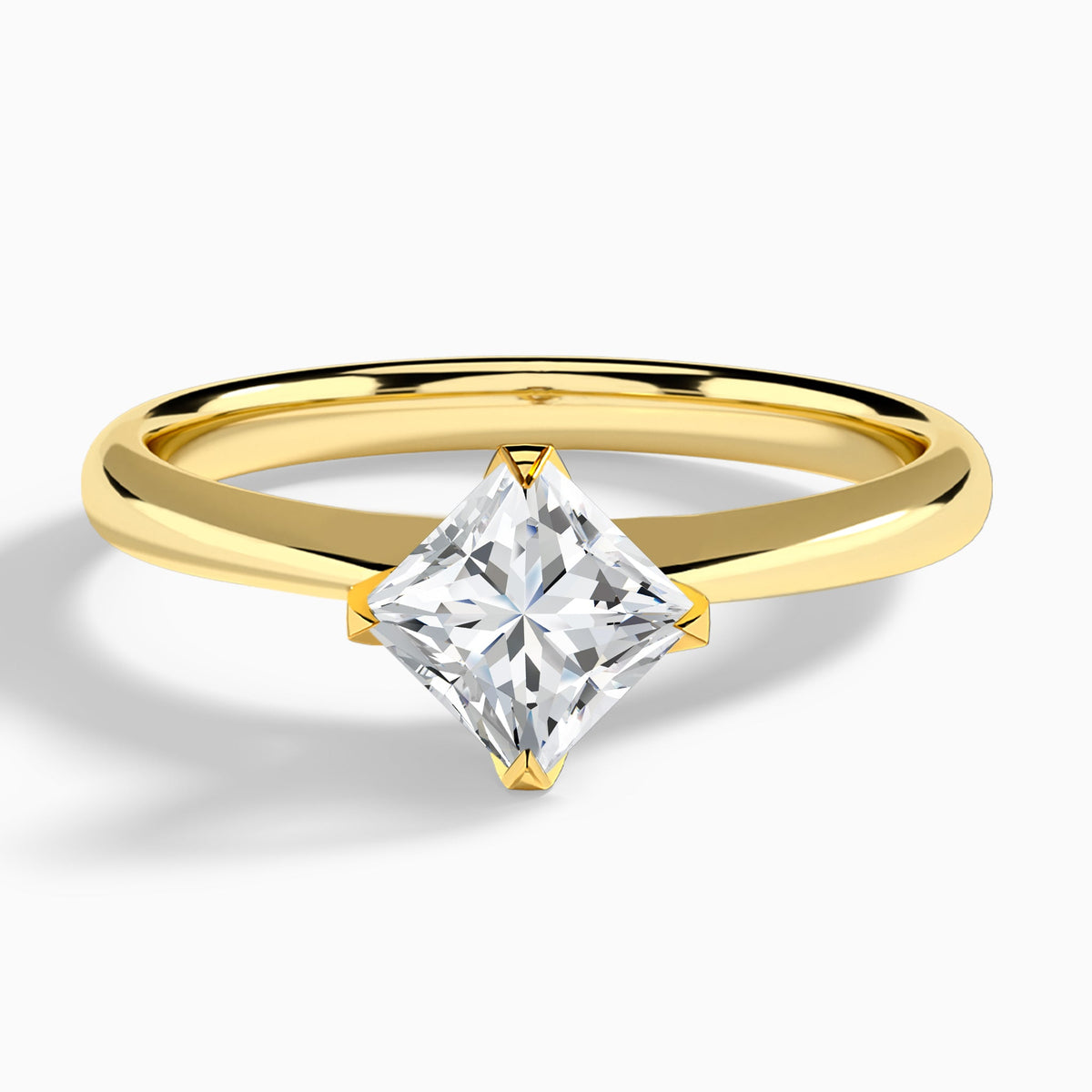 Princess Petal Four-Prong Lab Diamond Engagement Ring In 14K Yellow Gold - Lucenjuri