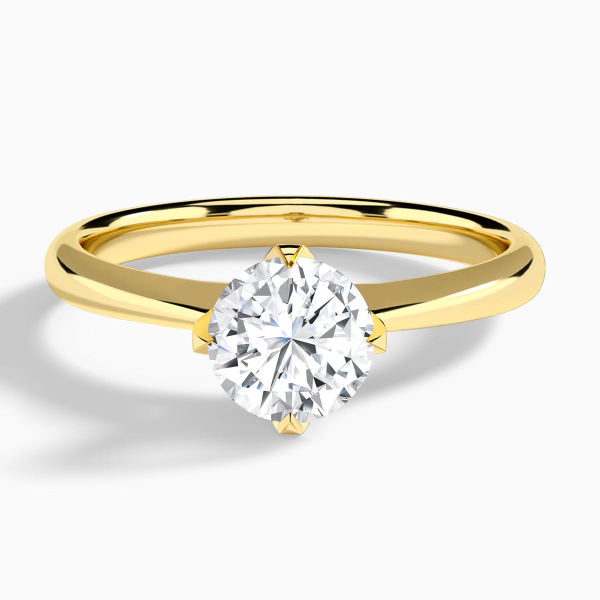 Round Petal Four-Prong Lab Diamond Engagement Ring In 18K Yellow Gold - Lucenjuri