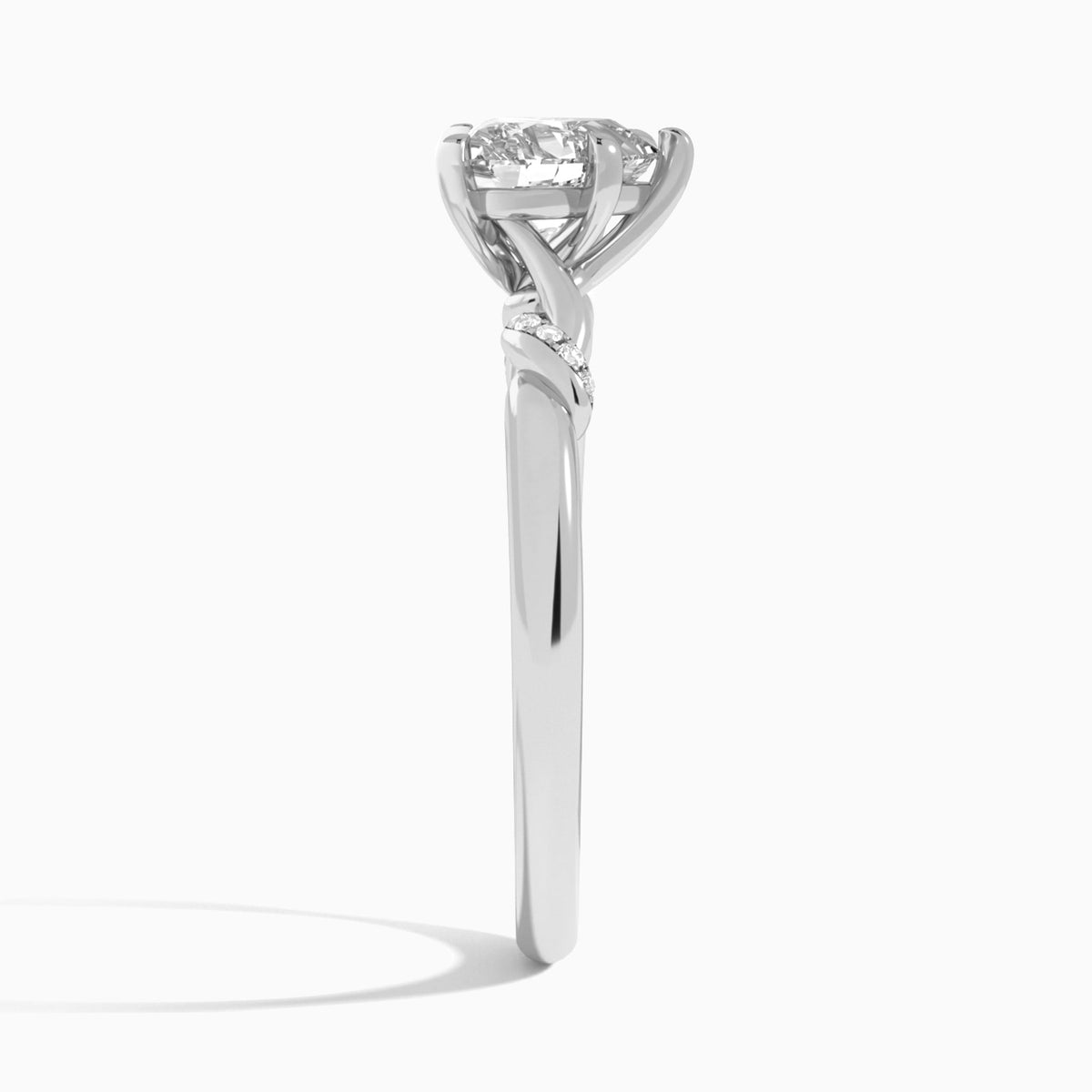 Heart Twisted Knot Lab Grown Diamond Engagement Ring In Platinum, Side View