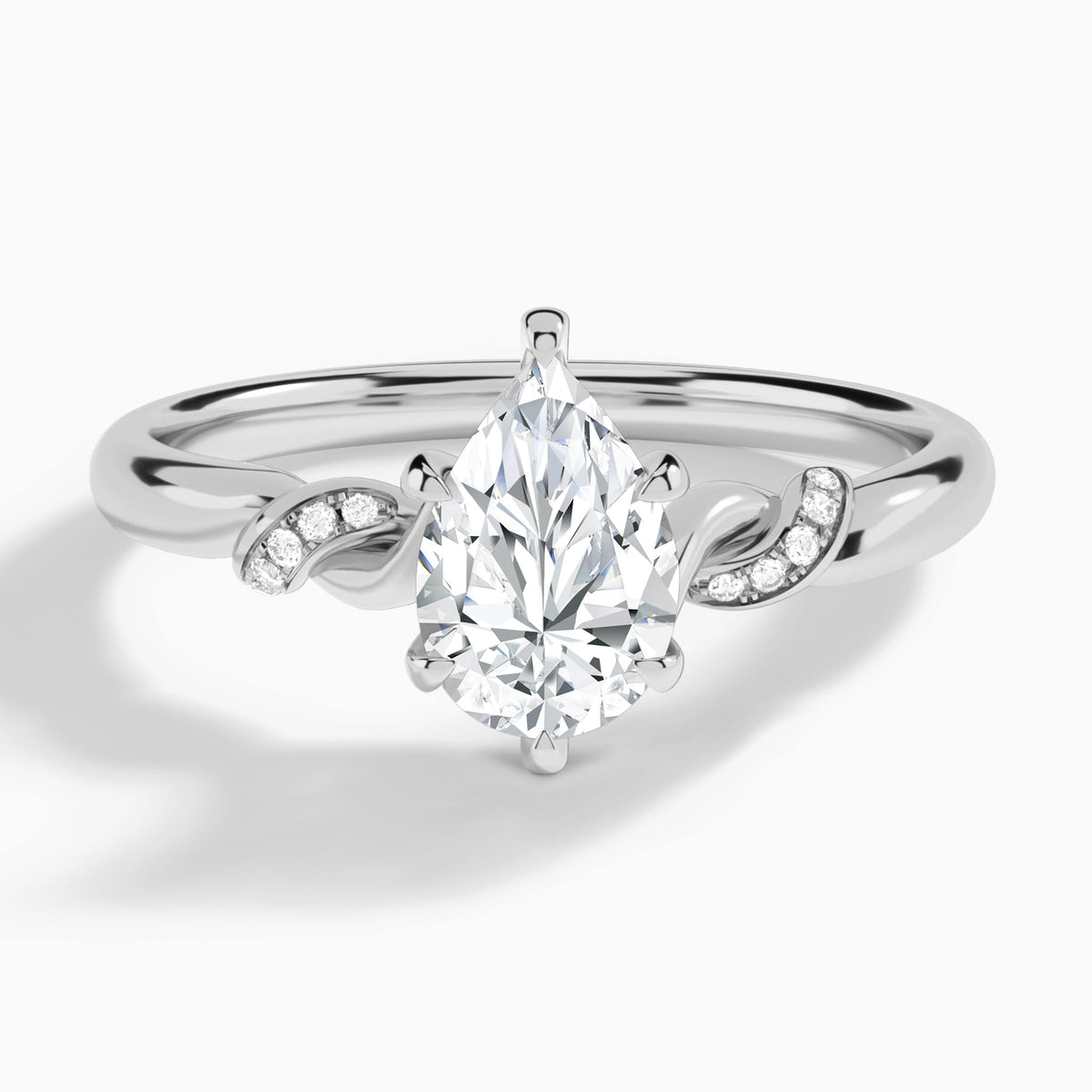 Pear Twisted Knot Lab Grown Diamond Engagement Ring In Platinum - Lucenjuri