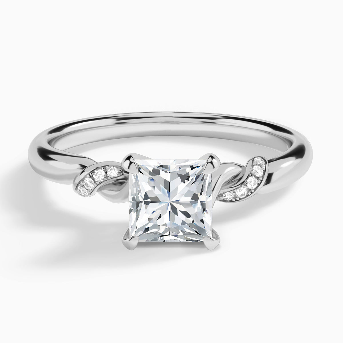 Princess Twisted Knot Lab Grown Diamond Engagement Ring In Platinum - Lucenjuri
