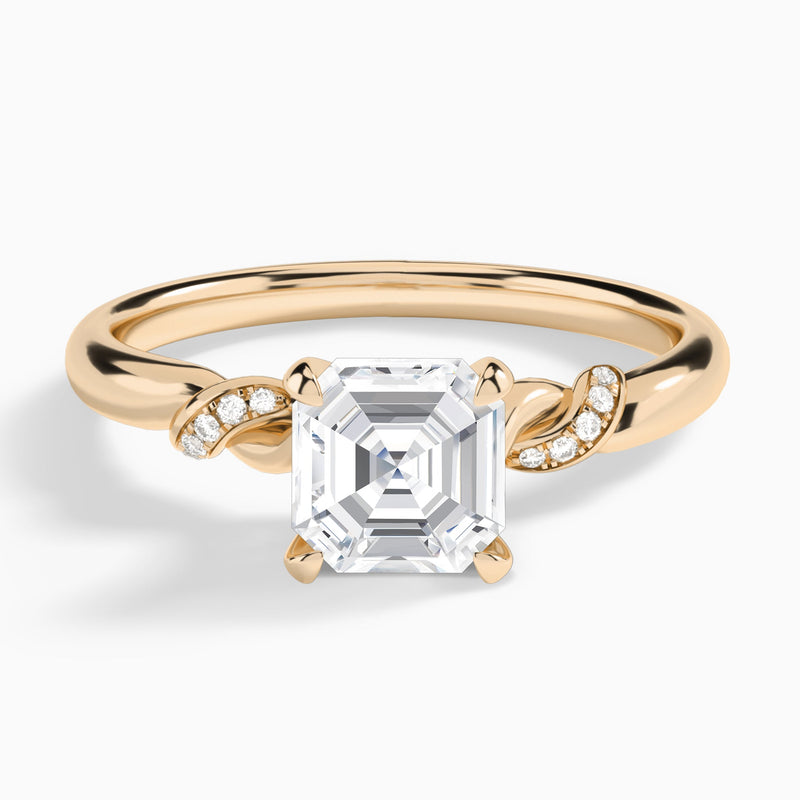 Asscher Twisted Knot Lab Grown Diamond Engagement Ring In 14K Rose Gold - Lucenjuri