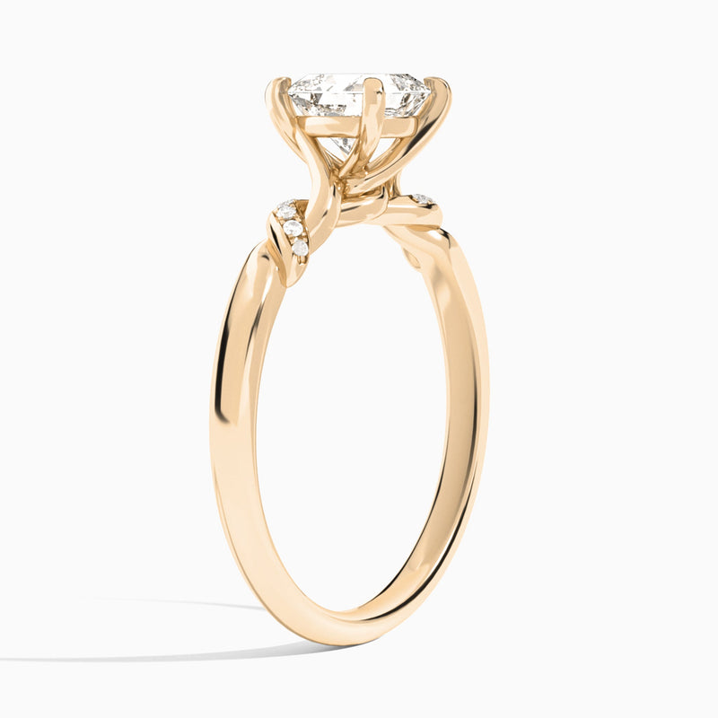 Asscher Twisted Knot Lab Grown Diamond Engagement Ring In 14K Rose Gold, Angle View