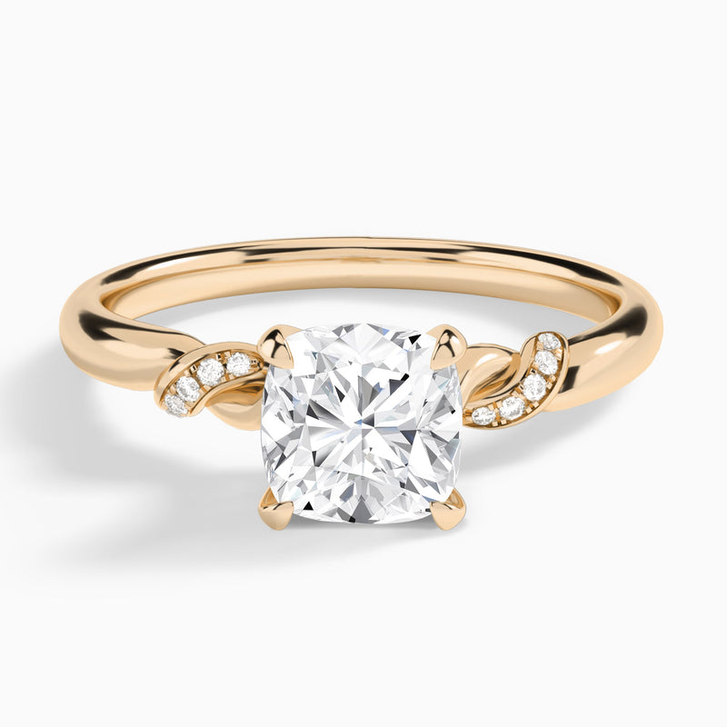 Cushion Twisted Knot Lab Grown Diamond Engagement Ring In 14K Rose Gold - Lucenjuri