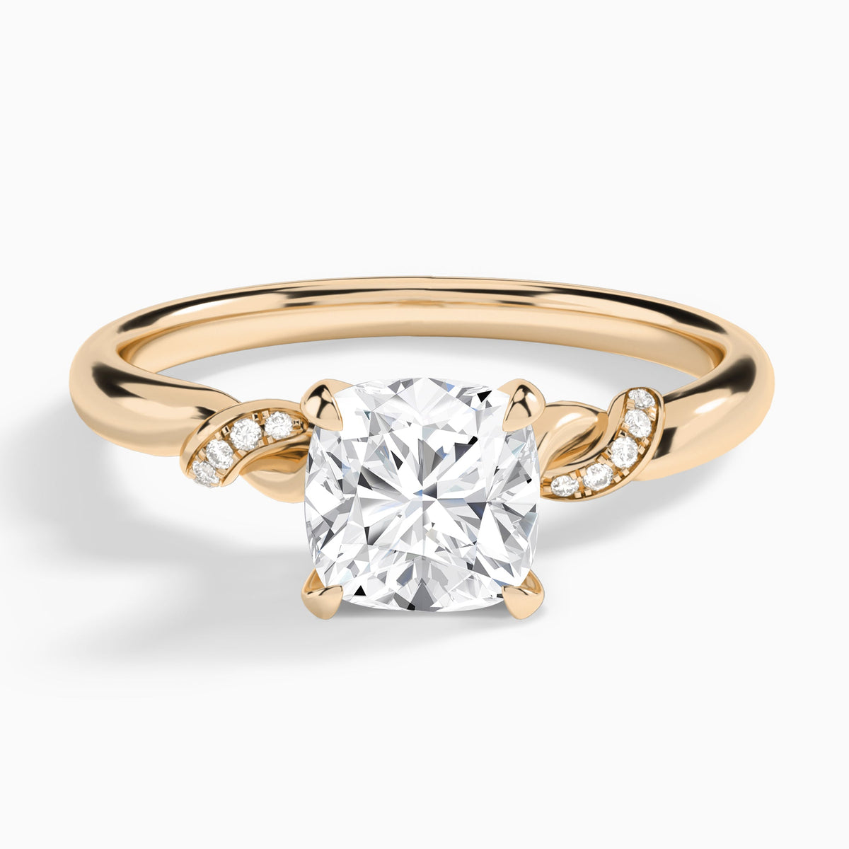 Cushion Twisted Knot Lab Grown Diamond Engagement Ring In 14K Rose Gold - Lucenjuri