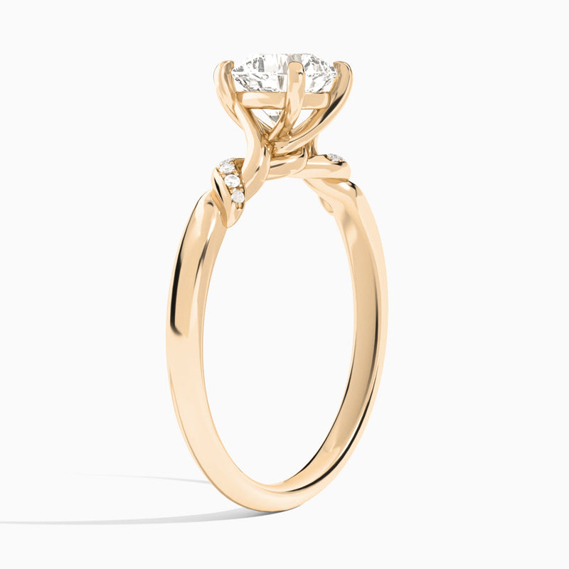 Cushion Twisted Knot Lab Grown Diamond Engagement Ring In 14K Rose Gold, Angle View