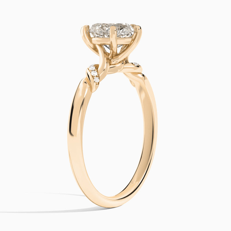 Heart Twisted Knot Lab Grown Diamond Engagement Ring In 14K Rose Gold, Angle View