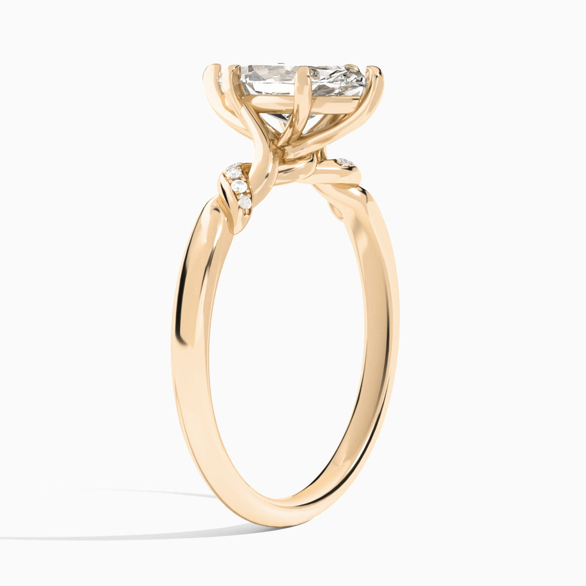 Marquise Twisted Knot Lab Grown Diamond Engagement Ring In 14K Rose Gold, Angle View