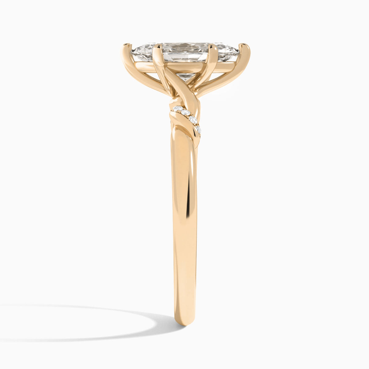 Marquise Twisted Knot Lab Grown Diamond Engagement Ring In 14K Rose Gold, Side View