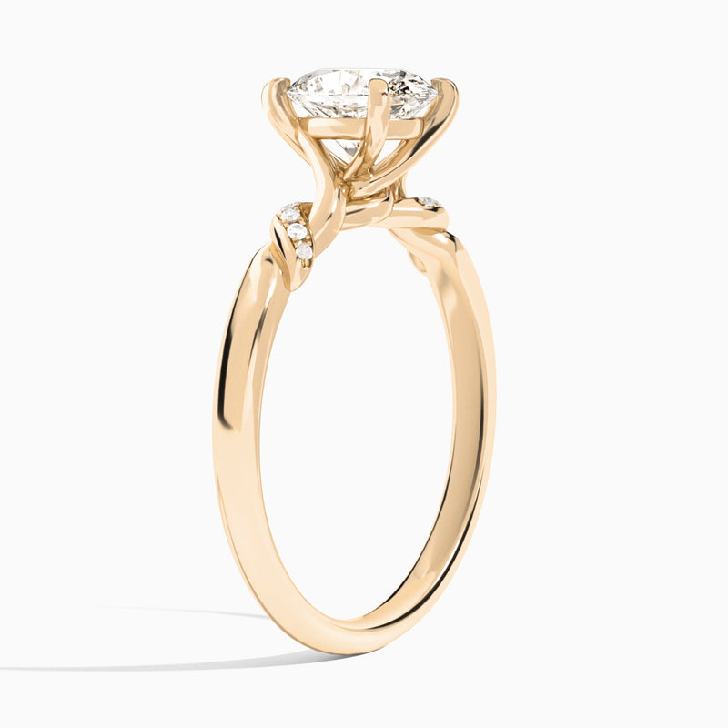 Oval Twisted Knot Lab Grown Diamond Engagement Ring In 14K Rose Gold, Angle View