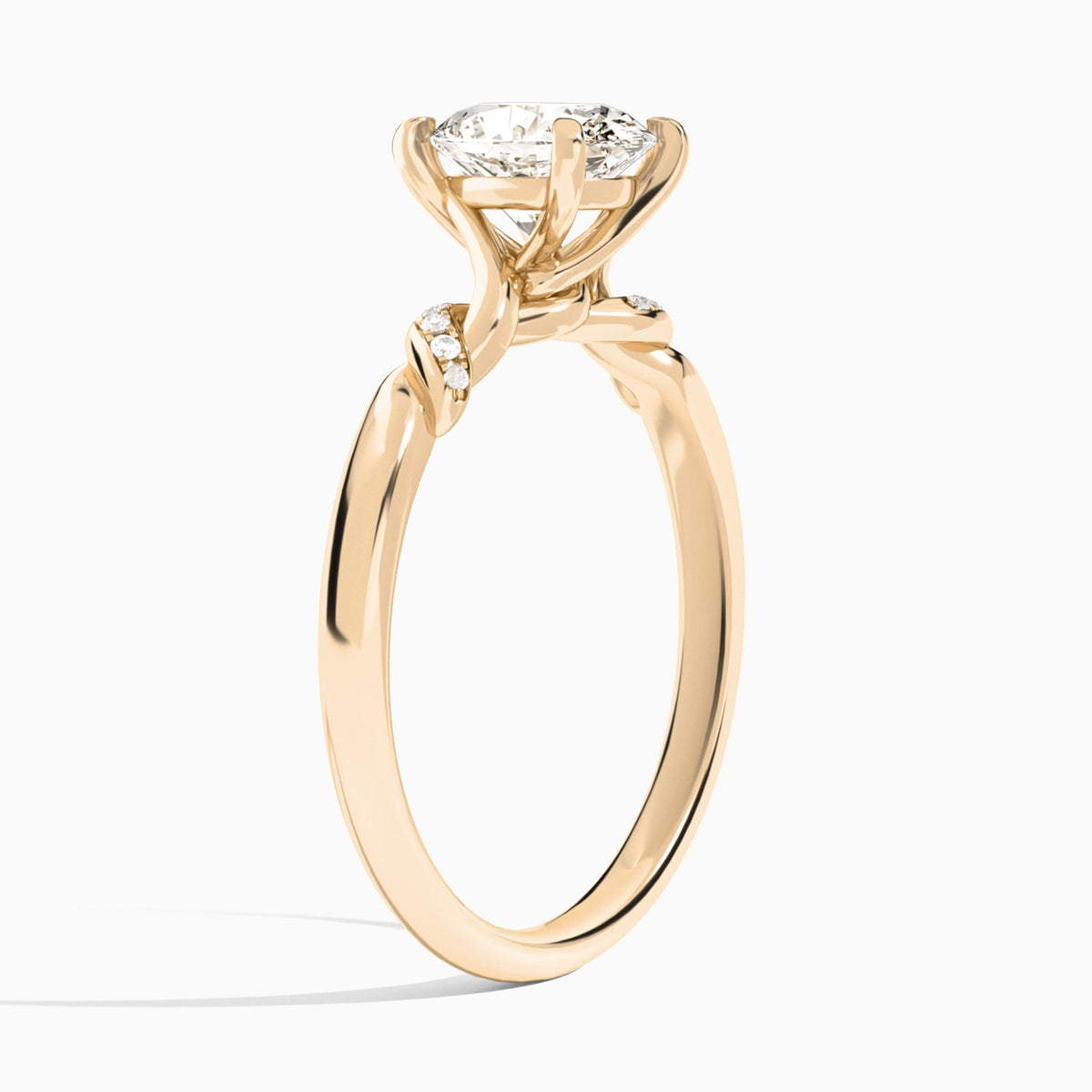 Oval Twisted Knot Lab Grown Diamond Engagement Ring In 14K Rose Gold, Angle View