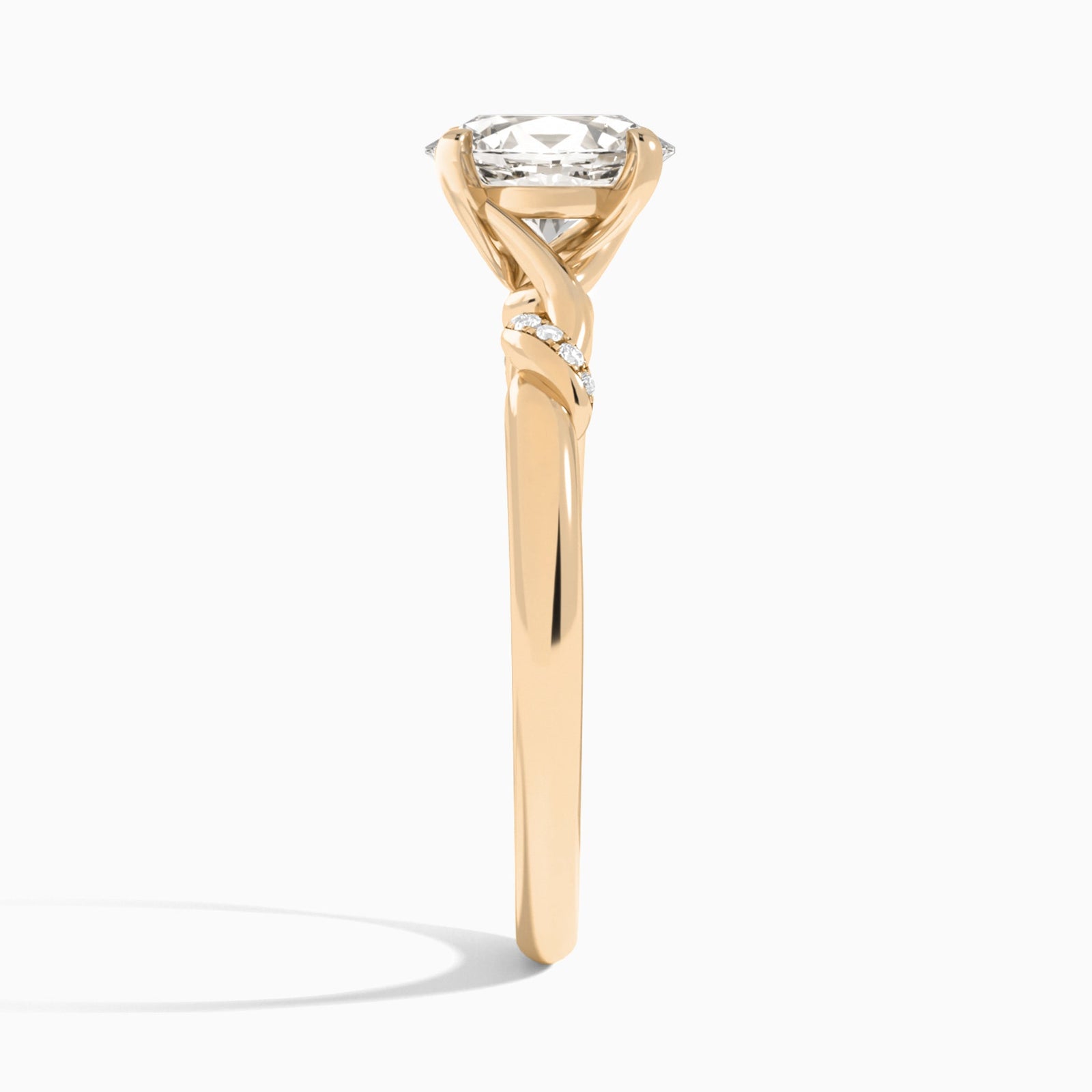 Oval Twisted Knot Lab Grown Diamond Engagement Ring In 14K Rose Gold, Side View