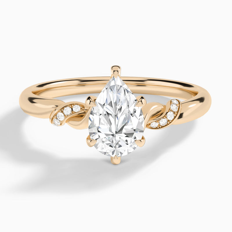 Pear Twisted Knot Lab Grown Diamond Engagement Ring In 14K Rose Gold - Lucenjuri