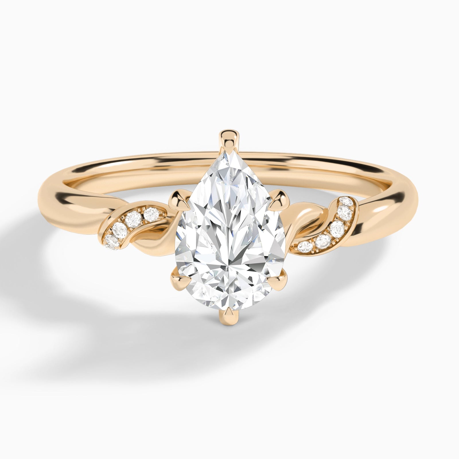 Pear Twisted Knot Lab Grown Diamond Engagement Ring In 14K Rose Gold - Lucenjuri
