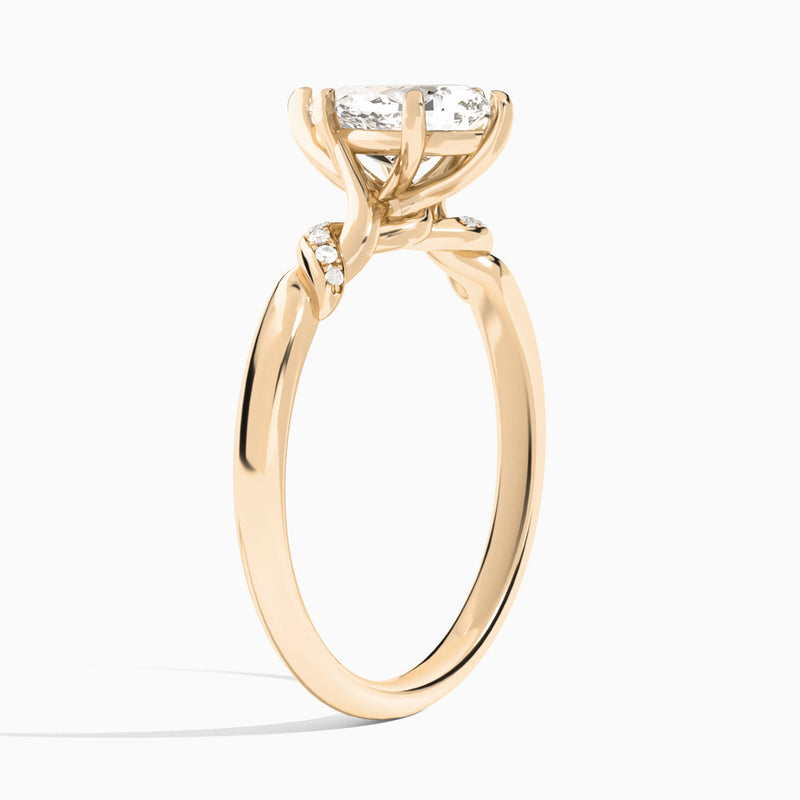 Pear Twisted Knot Lab Grown Diamond Engagement Ring In 14K Rose Gold, Angle View
