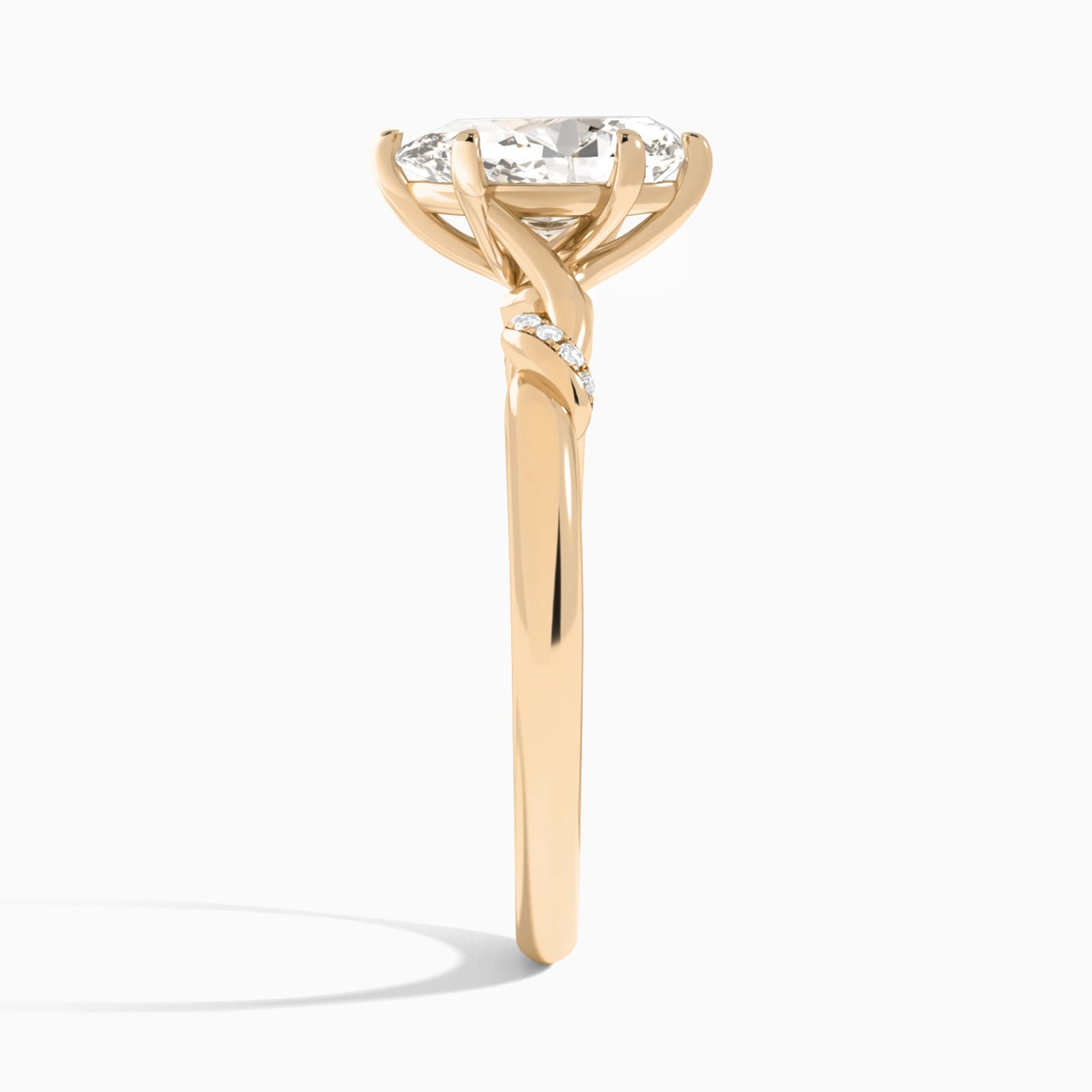Pear Twisted Knot Lab Grown Diamond Engagement Ring In 14K Rose Gold, Side View