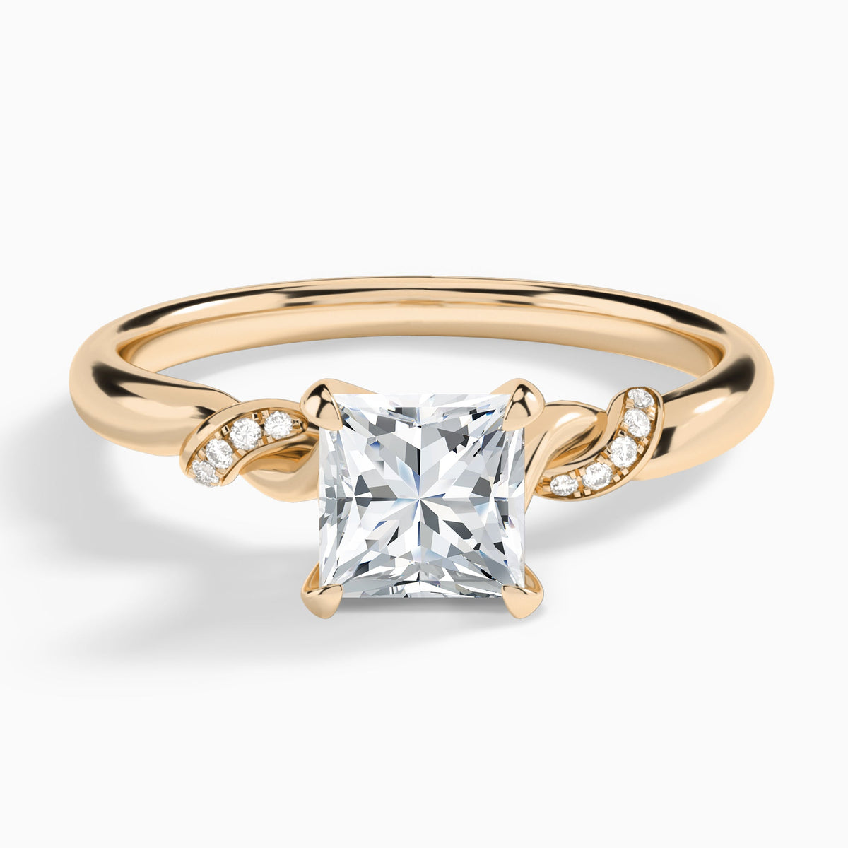 Princess Twisted Knot Lab Grown Diamond Engagement Ring In 14K Rose Gold - Lucenjuri