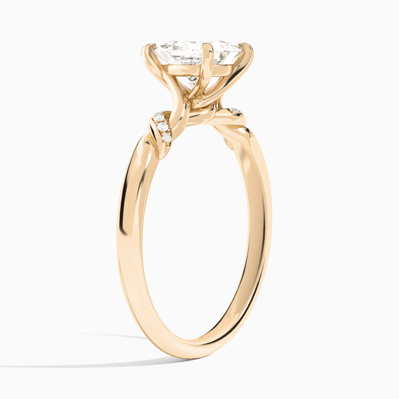 Princess Twisted Knot Lab Grown Diamond Engagement Ring In 14K Rose Gold, Angle View
