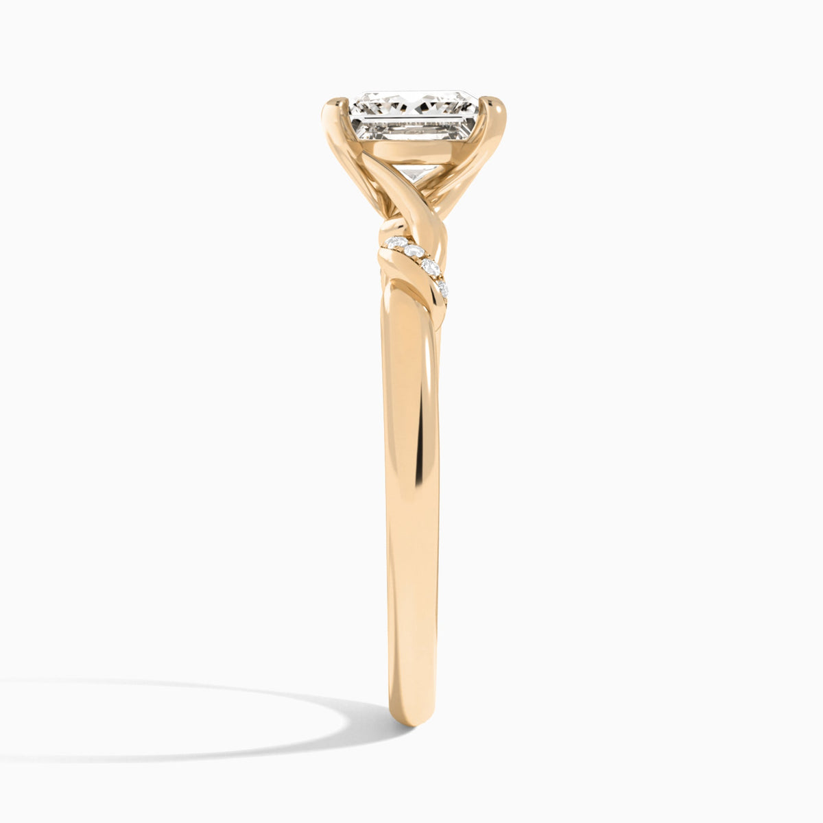 Princess Twisted Knot Lab Grown Diamond Engagement Ring In 14K Rose Gold, Side View