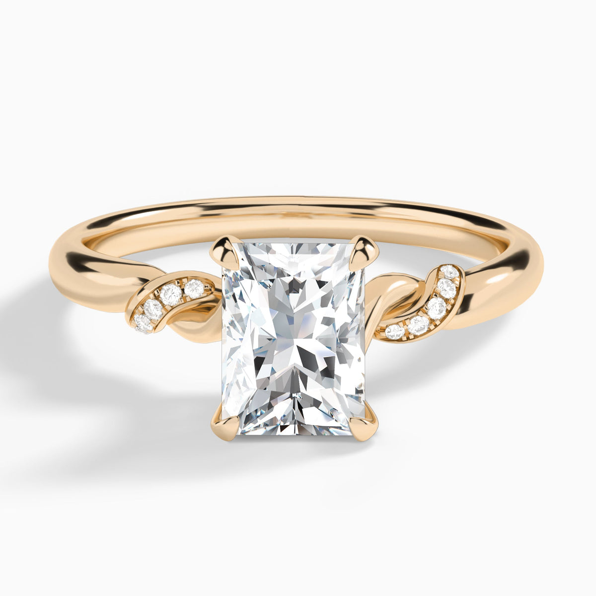 Radiant Twisted Knot Lab Grown Diamond Engagement Ring In 14K Rose Gold - Lucenjuri