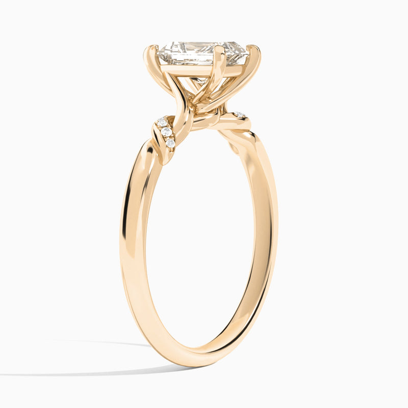 Radiant Twisted Knot Lab Grown Diamond Engagement Ring In 14K Rose Gold, Angle View
