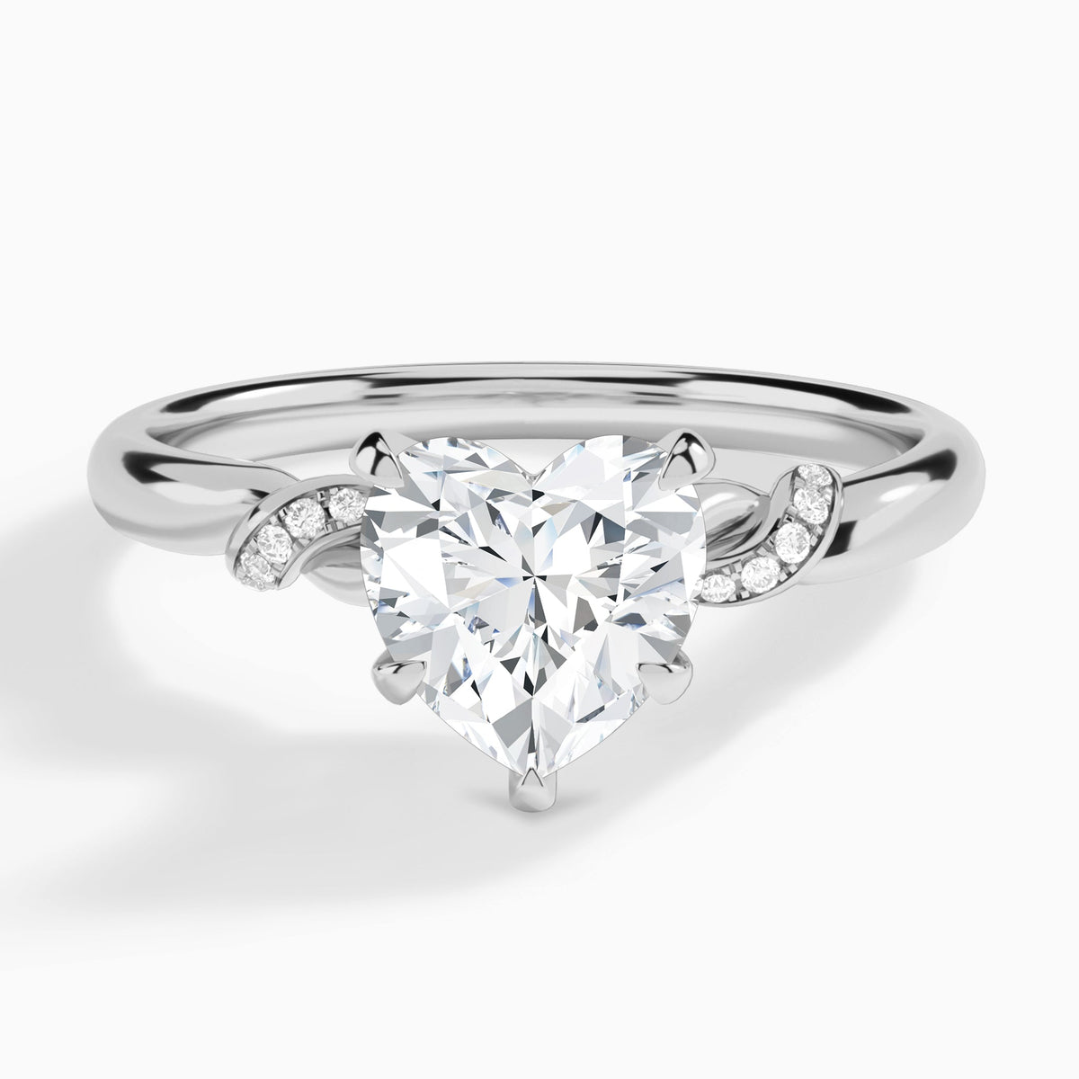 Heart Twisted Knot Lab Grown Diamond Engagement Ring In 14K White Gold - Lucenjuri