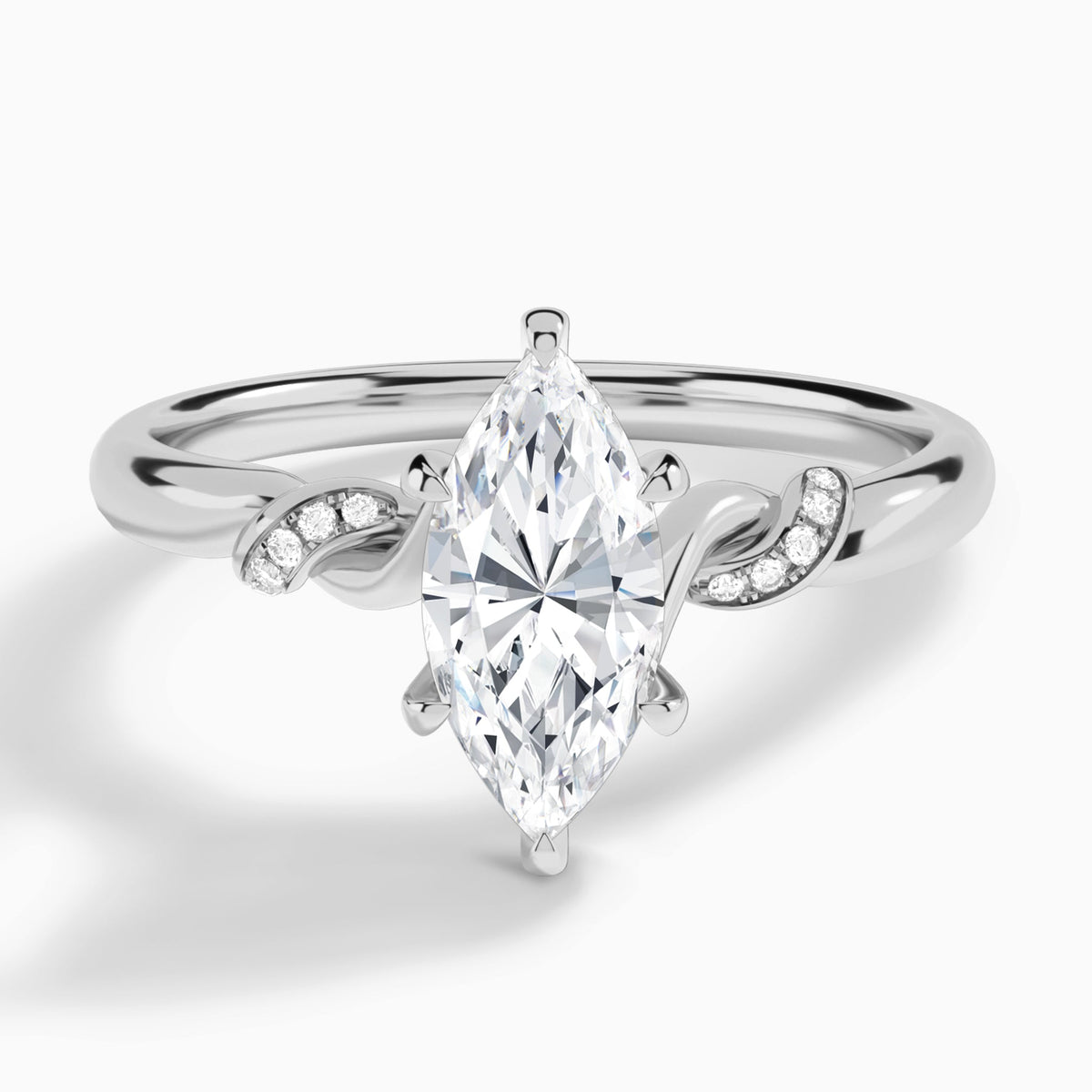 Marquise Twisted Knot Lab Grown Diamond Engagement Ring In 14K White Gold - Lucenjuri