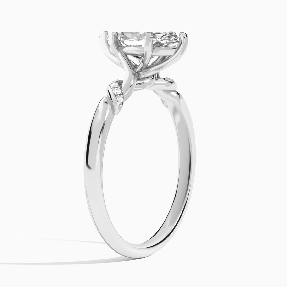 Marquise Twisted Knot Lab Grown Diamond Engagement Ring In 14K White Gold, Angle View