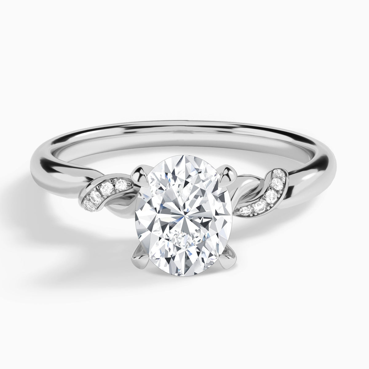 Oval Twisted Knot Lab Grown Diamond Engagement Ring In 18K White Gold - Lucenjuri