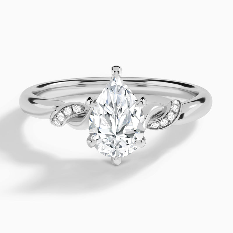 Pear Twisted Knot Lab Grown Diamond Engagement Ring In 14K White Gold - Lucenjuri