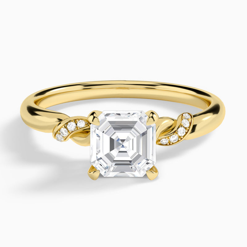 Asscher Twisted Knot Lab Grown Diamond Engagement Ring In 18K Yellow Gold - Lucenjuri