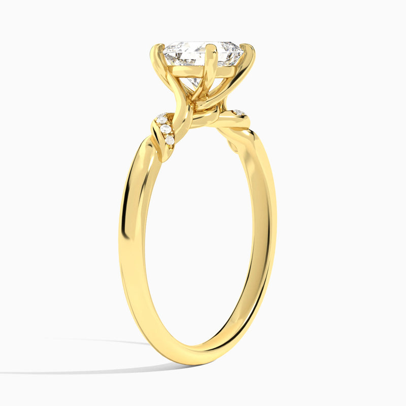 Asscher Twisted Knot Lab Grown Diamond Engagement Ring In 14K Yellow Gold, Angle View