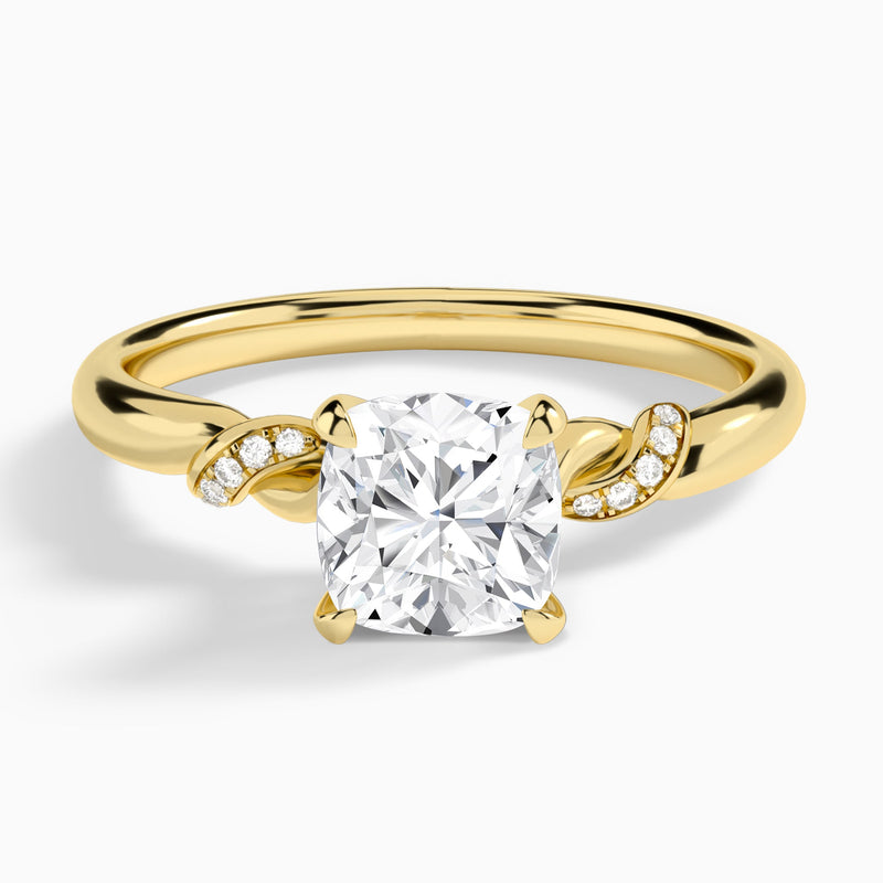 Cushion Twisted Knot Lab Grown Diamond Engagement Ring In 18K Yellow Gold - Lucenjuri