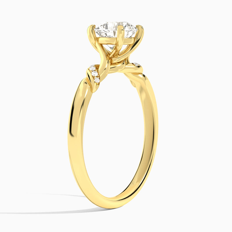 Cushion Twisted Knot Lab Grown Diamond Engagement Ring In 14K Yellow Gold, Angle View
