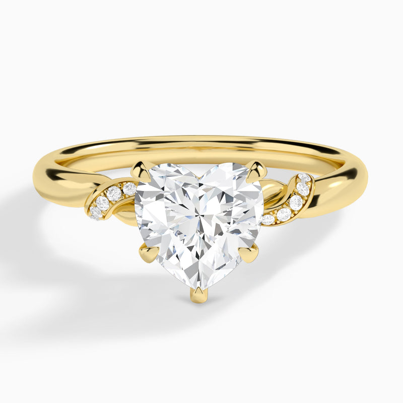 Heart Twisted Knot Lab Grown Diamond Engagement Ring In 18K Yellow Gold - Lucenjuri