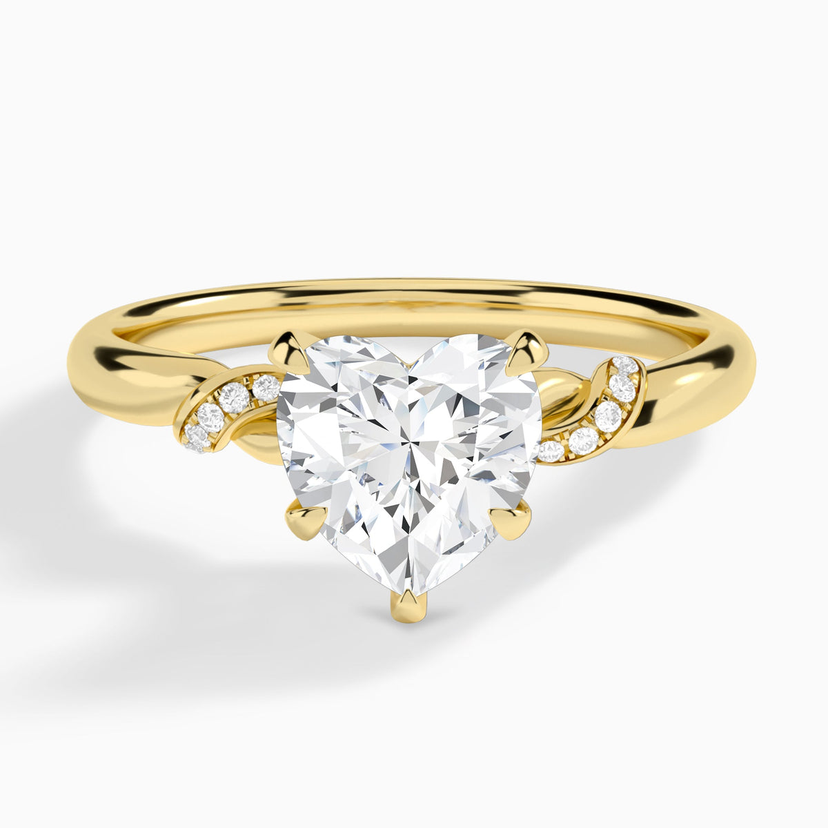 Heart Twisted Knot Lab Grown Diamond Engagement Ring In 14K Yellow Gold - Lucenjuri
