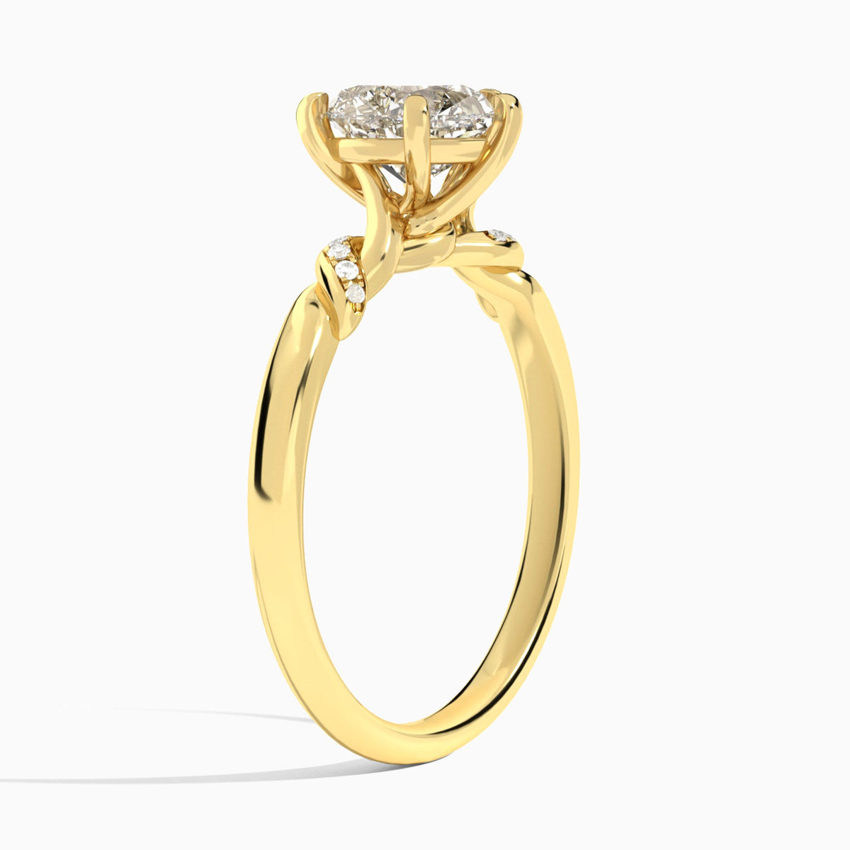 Heart Twisted Knot Lab Grown Diamond Engagement Ring In 18K Yellow Gold, Angle View