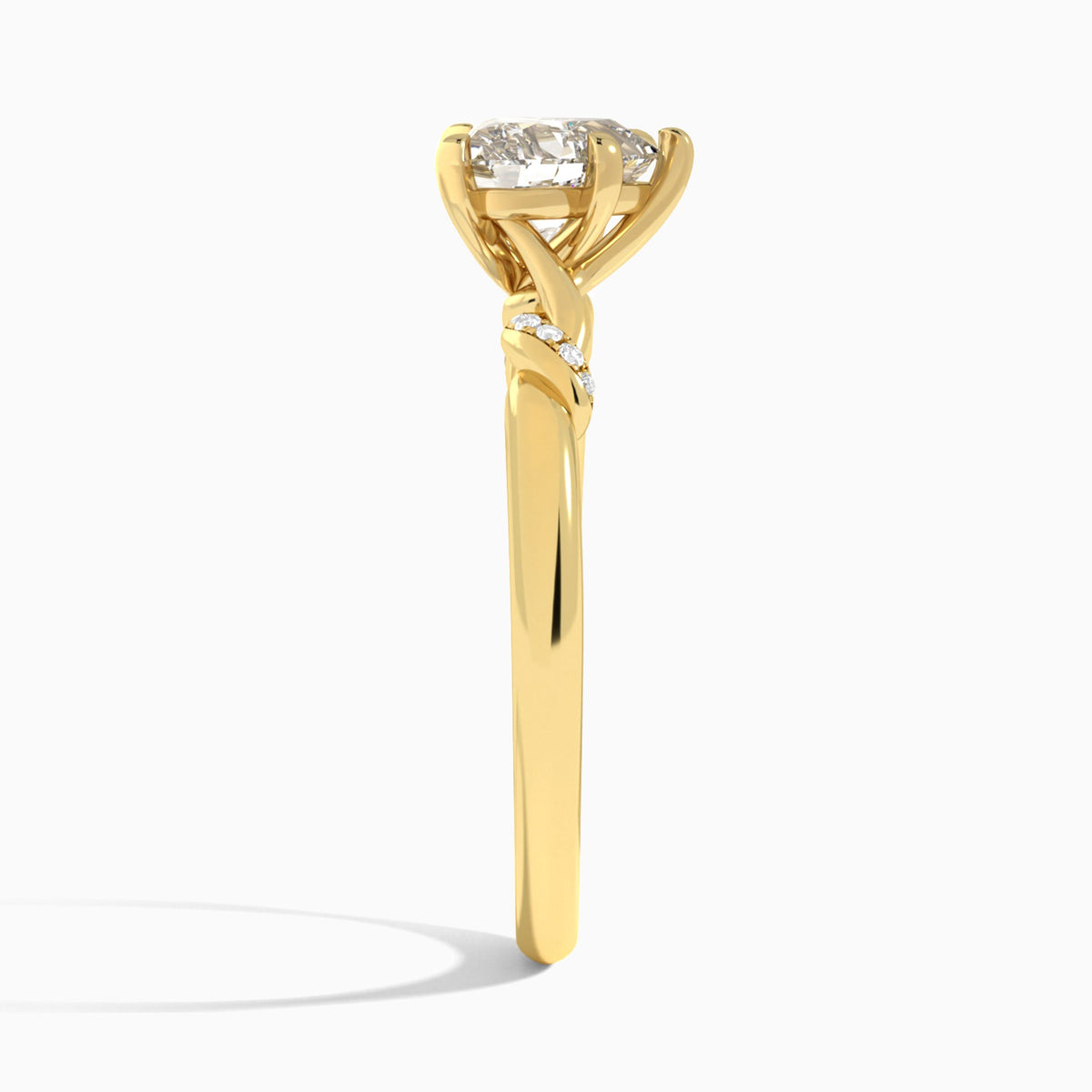 Heart Twisted Knot Lab Grown Diamond Engagement Ring In 18K Yellow Gold, Side View