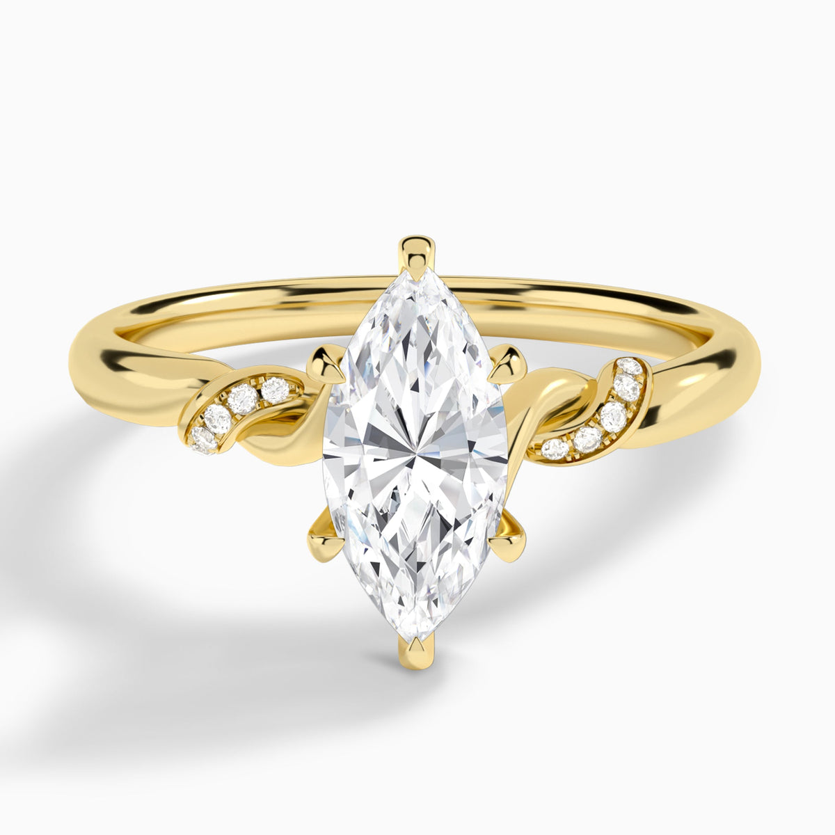 Marquise Twisted Knot Lab Grown Diamond Engagement Ring In 14K Yellow Gold - Lucenjuri