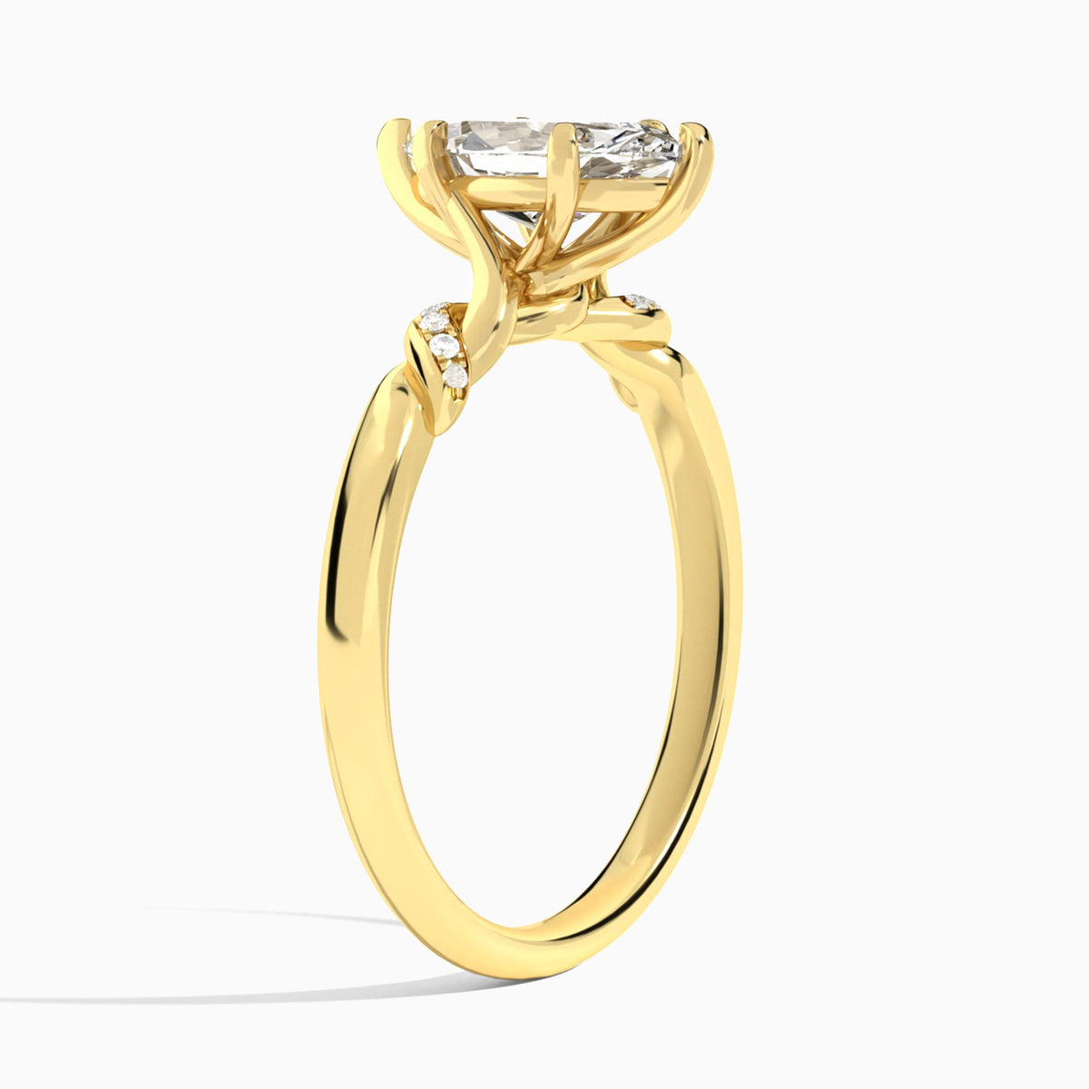 Marquise Twisted Knot Lab Grown Diamond Engagement Ring In 14K Yellow Gold, Angle View
