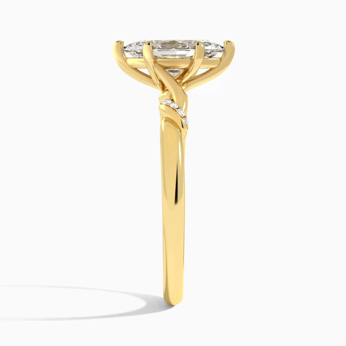Marquise Twisted Knot Lab Grown Diamond Engagement Ring In 18K Yellow Gold, Side View