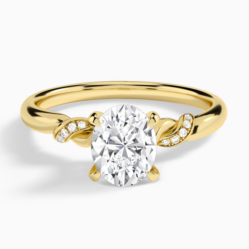 Oval Twisted Knot Lab Grown Diamond Engagement Ring In 18K Yellow Gold - Lucenjuri