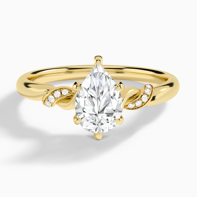 Pear Twisted Knot Lab Grown Diamond Engagement Ring In 14K Yellow Gold - Lucenjuri