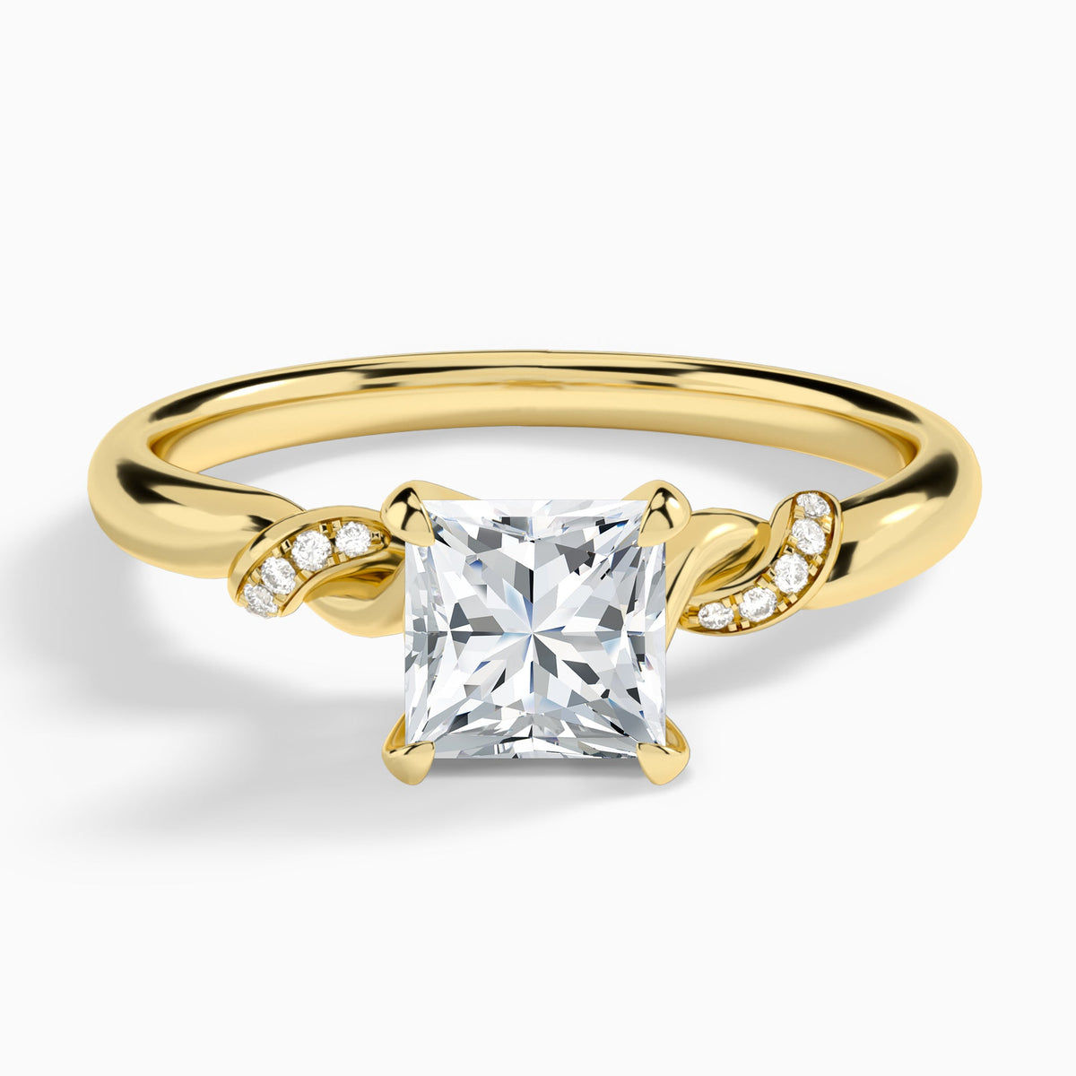 Princess Twisted Knot Lab Grown Diamond Engagement Ring In 14K Yellow Gold - Lucenjuri