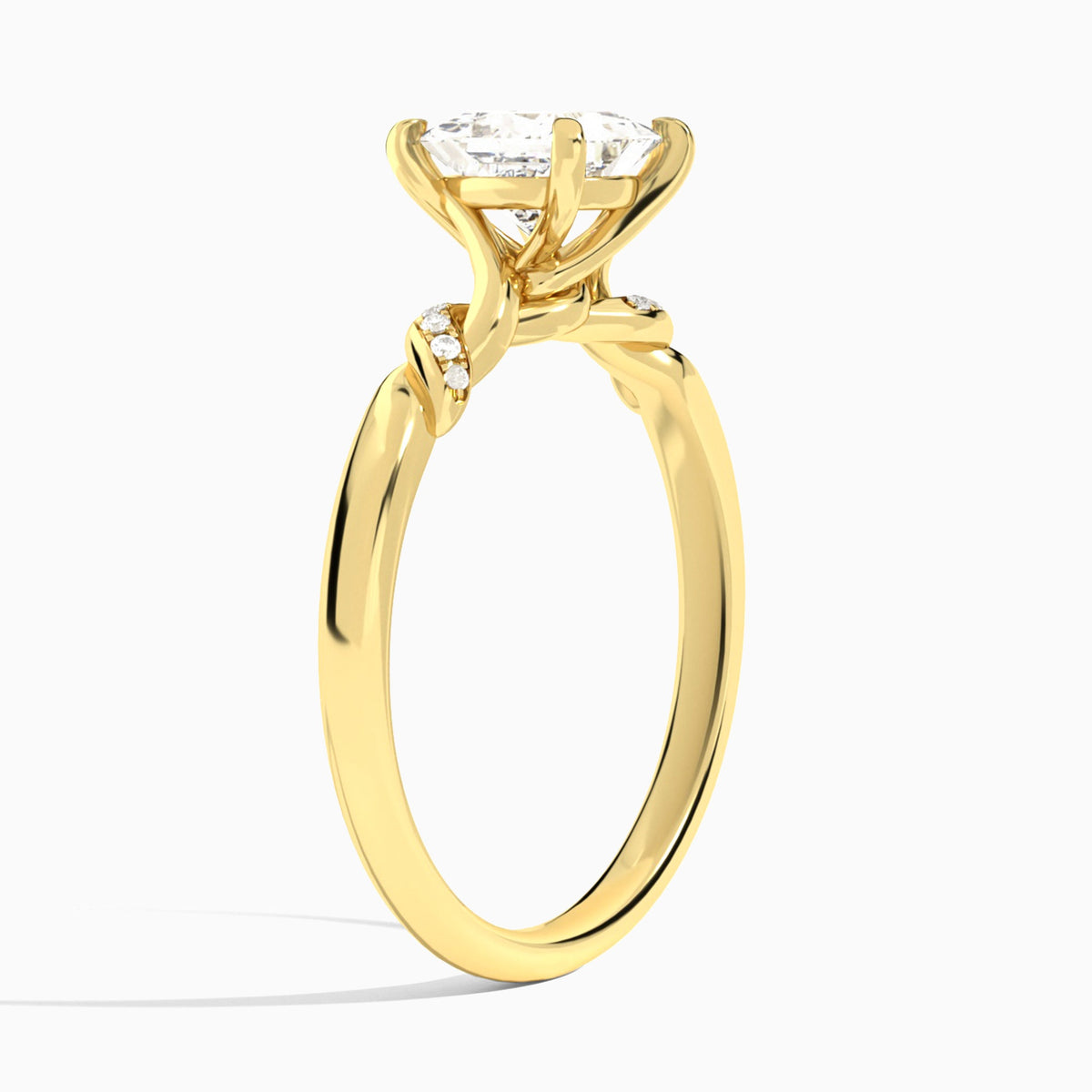 Princess Twisted Knot Lab Grown Diamond Engagement Ring In 14K Yellow Gold, Angle View