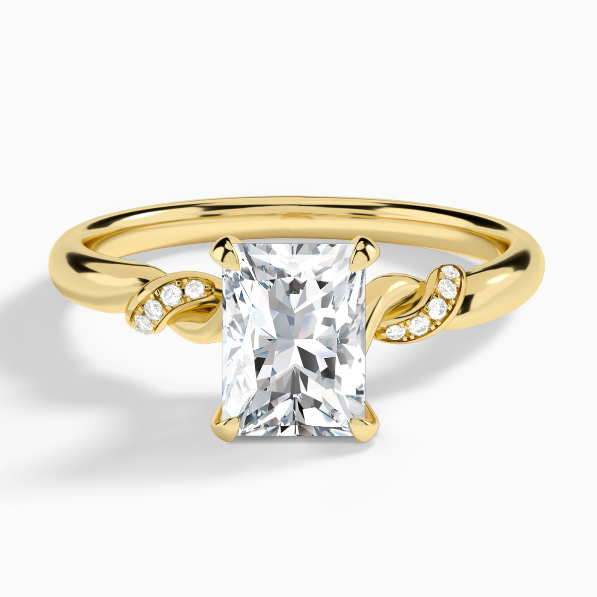 Radiant Twisted Knot Lab Grown Diamond Engagement Ring In 18K Yellow Gold - Lucenjuri